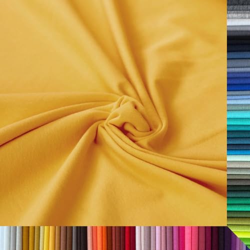 Jersey Stoff Uni - Hochwertiger Baumwolljersey - Meterware, 220g/m², Öko-Tex Standard 100 - Jerseystoffe ab 25 cm Länge Farbe Maisgelb Jersey Stoff Uni - Hochwertiger Baumwolljersey - Meterware, 220g/m², Öko-Tex Standard 100 - Jerseystoffe ab 25 cm Länge Farbe Maisgelb von Stoffe Kudellino