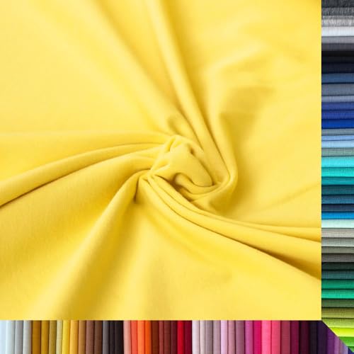 Jersey Stoff Uni - Hochwertiger Baumwolljersey - Meterware, 220g/m², Öko-Tex Standard 100 - Jerseystoffe ab 25 cm Länge Farbe Zitronengelb Jersey Stoff Uni - Hochwertiger Baumwolljersey - Meterware, 220g/m², Öko-Tex Standard 100 - Jerseystoffe ab 25 cm Länge Farbe Zitronengelb von Stoffe Kudellino