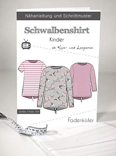 Schnittmuster Fadenkäfer Schwalbenshirt Kinder Gr.74 bis 164 Papierschnittmuster von Stoffe Werning