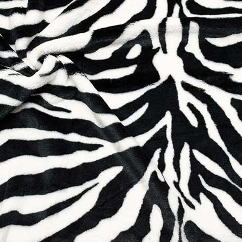 Stoffkontor Wellness Fleece Zebra Stoff Meterware, Farbe Weiss-Schwarz, Kuschelig weicher Fleecestoff zum Nähen von Bekleidung, Decken UVM. von Stoffkontor