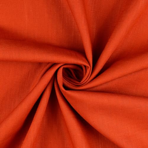 Baumwoll-Leinen SILVIO gewaschen 75% Leinen Öko-Tex Standard 100 Klasse 1 Qualität 50cm - Breite ca. 140cm Hosenstoff Bekleidungsstoff Meterware (Blutorange) von Stofftreff Santi