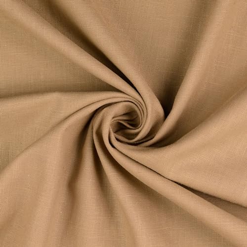 Baumwoll-Leinen SILVIO gewaschen 75% Leinen Öko-Tex Standard 100 Klasse 1 Qualität 50cm - Breite ca. 140cm Hosenstoff Bekleidungsstoff Meterware (Braunbeige) von Stofftreff Santi