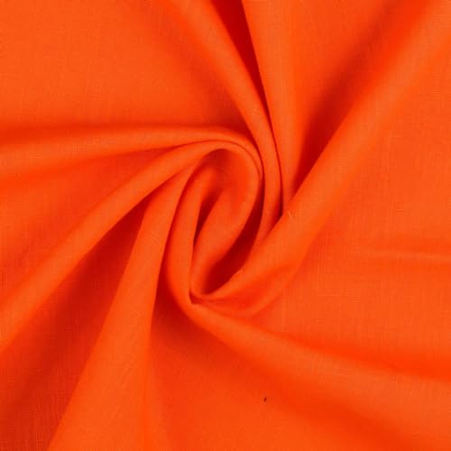 Baumwoll-Leinen SILVIO gewaschen 75% Leinen Öko-Tex Standard 100 Klasse 1 Qualität 50cm - Breite ca. 140cm Hosenstoff Bekleidungsstoff Meterware (Orange) von Stofftreff Santi