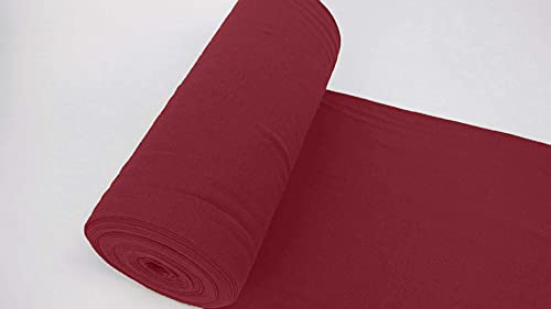 Bündchenstoff-LUC von Stofftreff Santi®-35-er Schlauchware-Polster-Bezugs- & Kleiderstoff-25 cm Schritte-Meterware-122 Farben UNI-dehnbarer, elastischer Bündchenstoff (Dunkel Bordeaux-18-LUC) von Stofftreff Santi