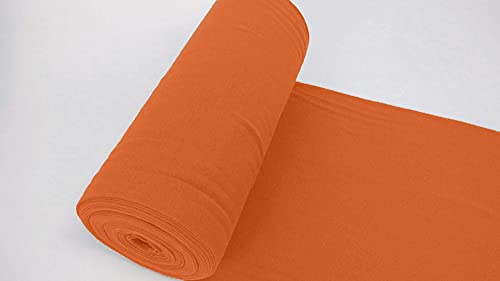 Bündchenstoff-LUC von Stofftreff Santi®-35-er Schlauchware-Polster-Bezugs- & Kleiderstoff-25 cm Schritte-Meterware-122 Farben UNI-dehnbarer, elastischer Bündchenstoff (Dunkel Orange-1638-LUC) von Stofftreff Santi