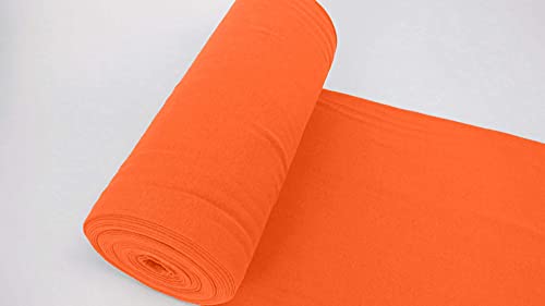 Bündchenstoff-LUC von Stofftreff Santi®-35-er Schlauchware-Polster-Bezugs- & Kleiderstoff-25 cm Schritte-Meterware-122 Farben UNI-dehnbarer, elastischer Bündchenstoff (Orange-38-LUC) von Stofftreff Santi