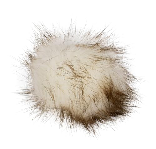 Fell Pompom mit Druckknopf 12-14cm - Fellbommel Bommel Mützenbommel (Beige) von Stofftreff Santi