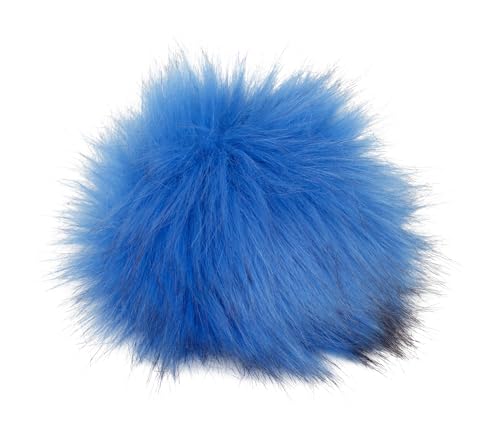 Fell Pompom mit Druckknopf 12-14cm - Fellbommel Bommel Mützenbommel (Oceanblau) von Stofftreff Santi