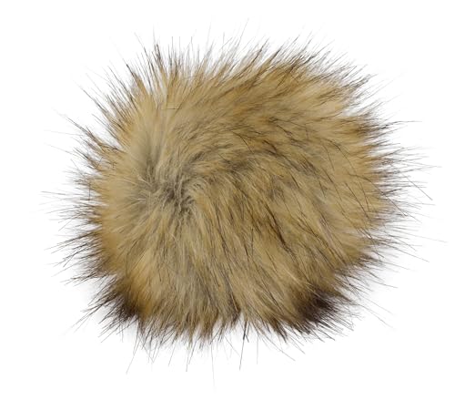 Fell Pompom mit Druckknopf 12-14cm - Fellbommel Bommel Mützenbommel (Sand meliert) von Stofftreff Santi