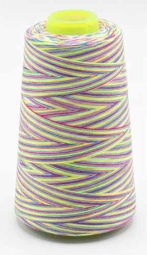 Overlockgarn Multicolor 2700m 100% Polyester Regenbogenfarben Nähgarn Allesnäher (111) von Stofftreff Santi