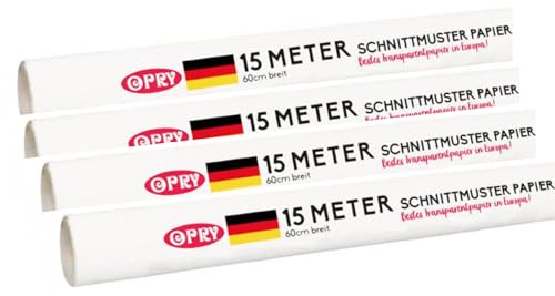 Schnittmusterpapier 4 Rollen zu je 15 Meter - insgesamt 60 Meter - 60 cm breit - Schnittmuster Pauspapier von Stofftreff Santi