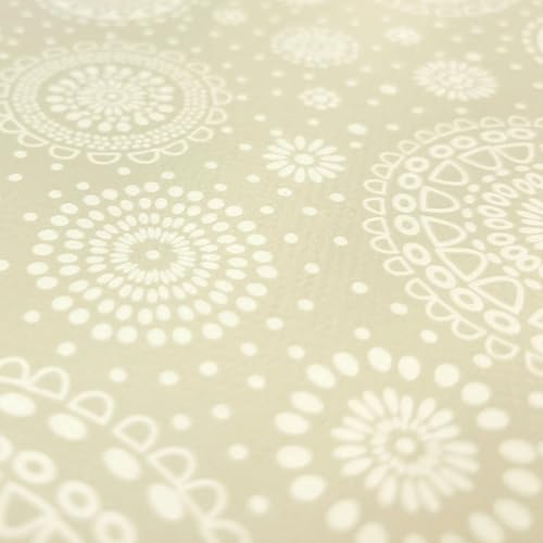 Wachstuch beschichtete Tischdecke 0,5m - Wasserdicht Abwischbar Öko-Tex Dekostoffe Tischdecke Meterware (Mandala Beige) von Stofftreff Santi