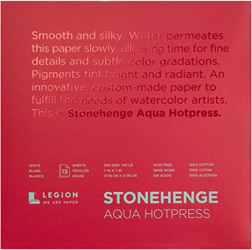 Legion Stonehenge Aqua Watercolor Block, 140lb. Hot Press, 7 by 7 inches, White, 15 Sheets (L21-SQH140WH77) von Stonehenge Aqua
