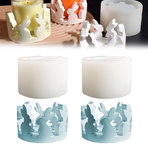 Stonivislyt 2pcs Gießformen Ostern,silikonform ostern,Silikonform Hase Gießform Kerzenhalter Osterhase Silikonform Gießform Ostern Gips Zum Gießen Kaninchen Silikonformen Ostern Giessform von Stonivislyt