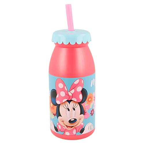 Stor Minnie Mouse Milchflasche 300 ml mit Strohhalm 14513 von Disney