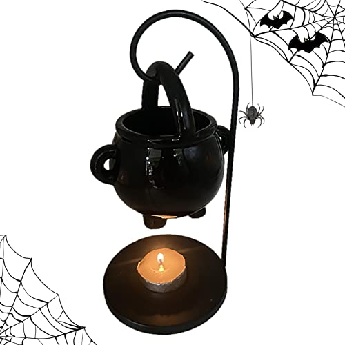 Storaffy Hexenkessel Duftlampe Teelicht | Duftöl Lampe Halloween Deko | Wax Melts Duftlampe Keramik zum Aufhängen, Home Deko | Halloween Kessel Wax Melter Teelichthalter, Freunde von Storaffy