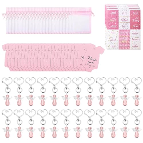 24pcs Angelic Crystal Keychains Set Für Babypartys Vorräte Mit Dankeskarte Und Draw String Organzas Taschen Und Etikett von Storage Bag