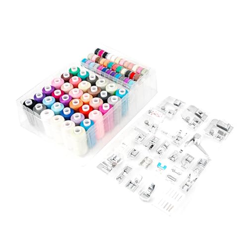 27pcs Multifunktionales Nähmaschinen Pressefuß Und 72pcs Multicolorored Sewing Faden Piegel Schwbe Spulengewinde Set von Storage Bag