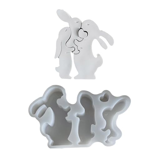 Kaninchenfamilienstatue Silikonform Epoxidharz Silikonformen Für Kerzenseife Und Fondant Silikonformen Zum Backen von Storage Bag