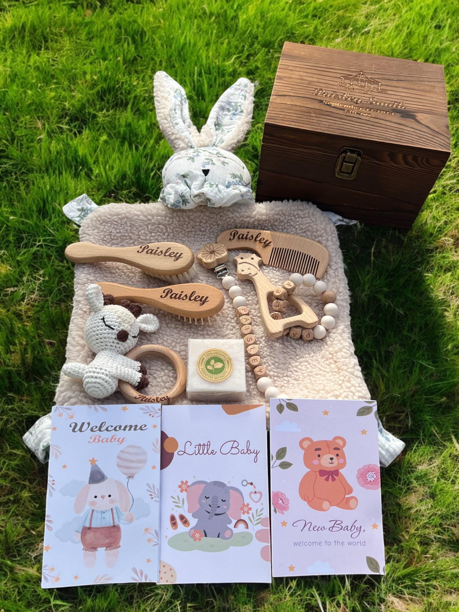 10-Teiliges Baby Geschenk-Box, Babyparty Geschenk-Set Für Jungen Mädchen, Neugeborenen Namensgeschenk, Willkommen Glückwünsche, Set, Geschenk von StoreByElifUS