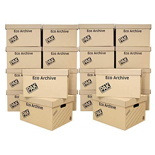 StorePAK Eco Archive Aufbewahrungsboxen aus Karton mit Deckel, einfache Montage, für Zuhause, Büro und Umzug, 33 l, 26 x 34 x 43 cm, Braun, 20 Stück von StorePAK