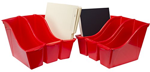 Storex Kleiner Bücherkorb – ineinandergreifender Kunststoff-Organizer für Zuhause, Büro und Klassenzimmer, STEM Rot, 6er-Pack (71109A06C) von Storex