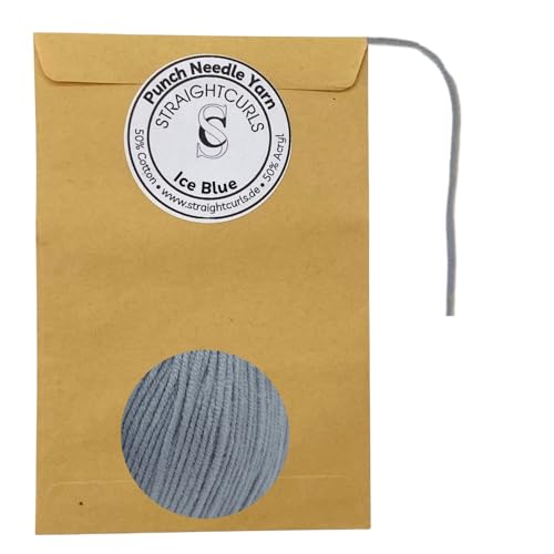 StraightCurls Punch Needle Yarn - Ideale Garn für Punch Needling, grobes Sticken oder Häckeln - Baumwoll-Acryl-Mischung (Ice Blue) von StraightCurls