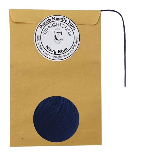 StraightCurls Punch Needle Yarn - Ideale Garn für Punch Needling, grobes Sticken oder Häckeln - Baumwoll-Acryl-Mischung (Navy Blue) von StraightCurls