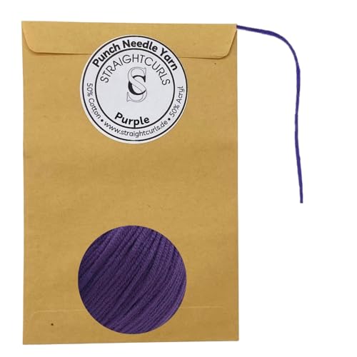 StraightCurls Punch Needle Yarn - Ideale Garn für Punch Needling, grobes Sticken oder Häckeln - Baumwoll-Acryl-Mischung (Purple) von StraightCurls