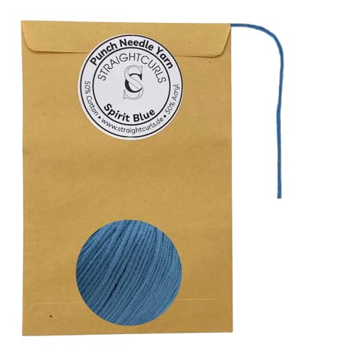 StraightCurls Punch Needle Yarn - Ideale Garn für Punch Needling, grobes Sticken oder Häckeln - Baumwoll-Acryl-Mischung (Spirit Blue) von StraightCurls