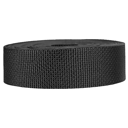 Strapworks Leichtes Polypropylen-Gurtband – Poly-Umreifung für Outdoor-Ausrüstungsreparatur, Haustierhalsbänder, Basteln, 3,8 cm x 22,7 m, Schwarz von Strapworks