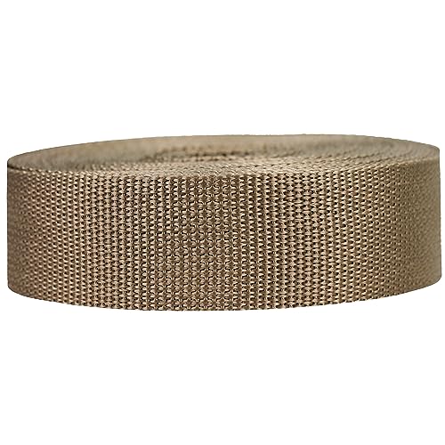 Strapworks Leichtes Polypropylen-Gurtband – Poly-Umreifung für Outdoor-Ausrüstungsreparatur, Haustierhalsbänder, Basteln, 3,8 cm x 9,1 m, Hellbraun von Strapworks