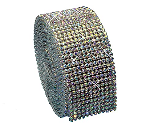 Hotfix Crystal AB Mesh Strassband SS6 Borte zum aufbügeln, Strasssteine, Breite wählbar, Mind. 1,15m lang 12reihig = 28mm x ca. 1150 mm von Strass-Box Bänder Hotfix