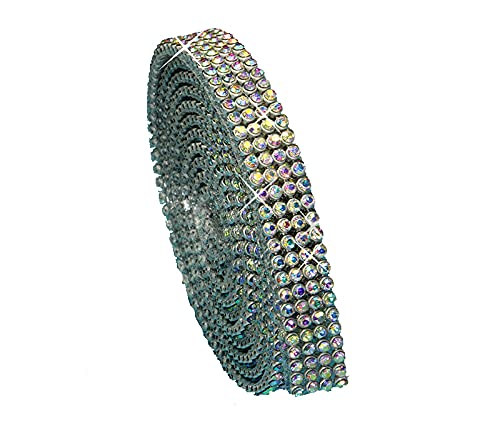 Hotfix Crystal AB Mesh Strassband SS6 Borte zum aufbügeln, Strasssteine, Breite wählbar, Mind. 1,15m lang 4reihig = 10mm x ca. 1150 mm von Strass-Box Bänder Hotfix