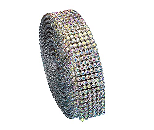 Hotfix Crystal AB Mesh Strassband SS6 Borte zum aufbügeln, Strasssteine, Breite wählbar, Mind. 1,15m lang 6reihig = 14mm x ca. 1150 mm von Strass-Box Bänder Hotfix