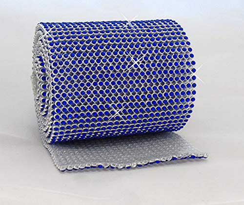 Hotfix Sapphire Blau Mesh Strassband SS8 Borte zum aufbügeln, Strasssteine, Breite wählbar, Mind. 1,15m lang 3reihig / 10mm x 1150mm von Strass-Box Bänder Hotfix