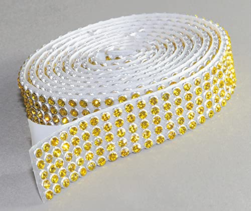 Citrine Mesh Strassband SS8 Borte SELBSTKLEBEND Breite wählbar, 1,15m lang, Strasssteine, Gelb 5reihig / 16mm x 1150mm von Strass-Box Bänder selbstklebend