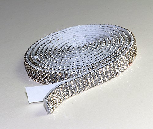 Crystal Mesh Strassband SS6 Borte SELBSTKLEBEND Breite wählbar, 1,15m lang Chaton Strasssteine 4reihig / 10mm x 1150mm von Strass-Box Bänder selbstklebend