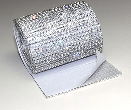 Crystal Mesh Strassband SS8 Borte SELBSTKLEBEND 1cm Breite wählbar 1,15cm lang,Strasssteine 24reihig / 78mm x 1150mm von Strass-Box Bänder selbstklebend