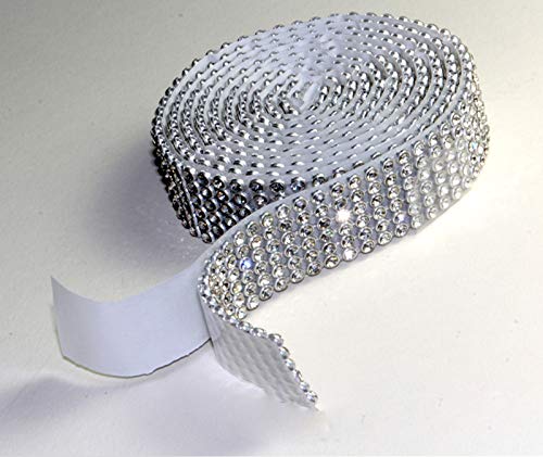 Crystal Mesh Strassband SS8 Borte SELBSTKLEBEND 1cm Breite wählbar 1,15cm lang,Strasssteine 6reihig / 20mm x 1150mm von Strass-Box Bänder selbstklebend