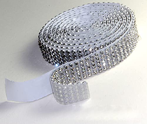 Crystal Mesh Strassband SS8 Borte SELBSTKLEBEND Breite wählbar 1,15cm lang,Strasssteine 5reihig / 16mm x 1150mm von Strass-Box Bänder selbstklebend