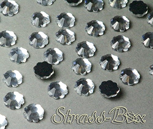 Hotfix DMC Blumen Crystal 8x8 mm Stückzahl wählbar Glas Formen Strasssteine 100 von Strass-Box DMC Formen