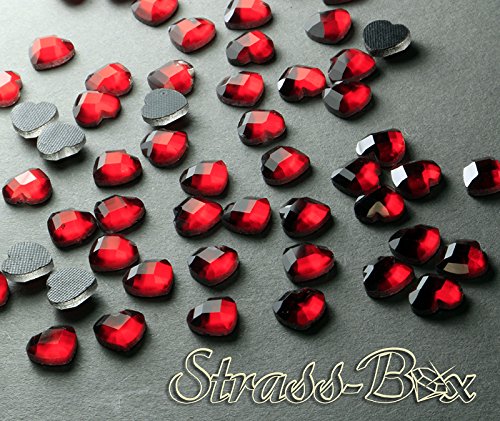 Hotfix DMC Herzen Light Siam 8mm Stückzahl wählbar Glas Strasssteine rot Heart 250 von Strass-Box DMC Formen