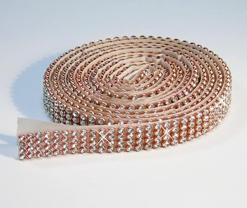 Rosegold/Crystal Mesh Strassband SS6 Borte SELBSTKLEBEND Strasssteine, Breite wählbar, Mind. 1,15m lang 4reihig = 10mm x ca. 1150 mm von Strass-Box