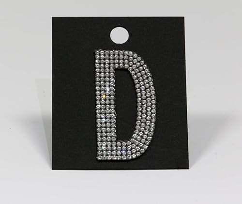 Strass-Box Buchstabe/D/Glitzer Patches 7,2cm 3" Zoll zum Aufbügeln Crystal Spitzboden Point Back von Strass-Box