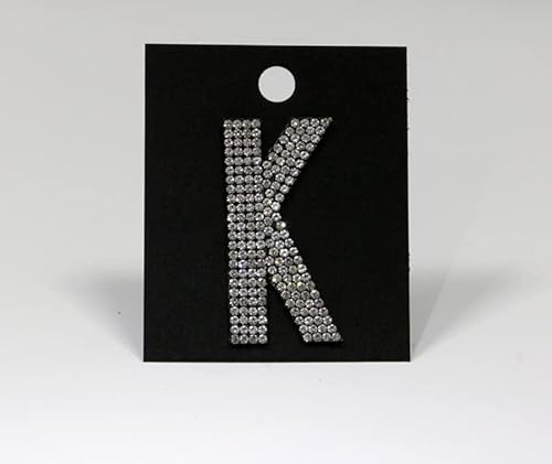 Strass-Box Buchstabe/K/Glitzer Patches 7,2cm 3" Zoll zum Aufbügeln Crystal Spitzboden Point Back von Strass-Box