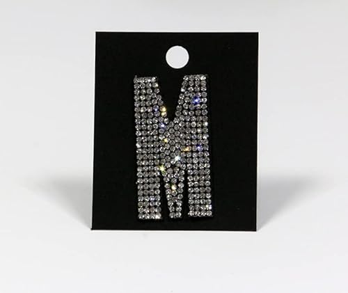 Strass-Box Buchstabe/M/Glitzer Patches 7,2cm 3" Zoll zum Aufbügeln Crystal Spitzboden Point Back von Strass-Box