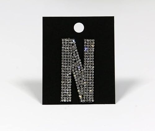 Strass-Box Buchstabe/N/Glitzer Patches 7,2cm 3" Zoll zum Aufbügeln Crystal Spitzboden Point Back von Strass-Box