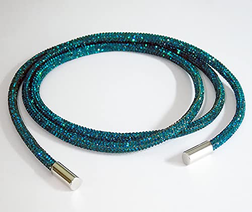 Strass-Box Rhinestone Rope Peacock Blue/Türkis/Petrol/Silber/Glitzerkordel für Hoodie von Strass-Box