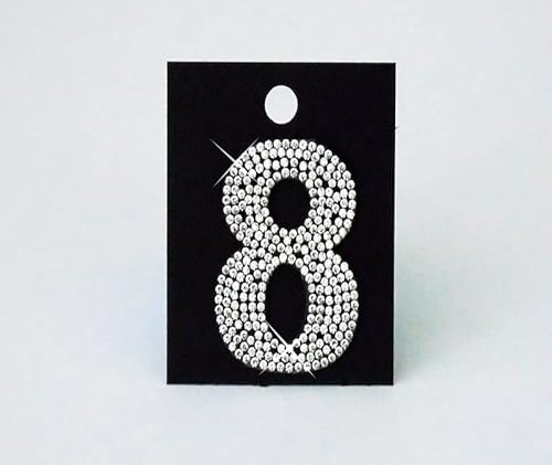 Strass-Box Zahl / 8 / Glitzer Patches 7,2cm 3" Zoll zum Aufbügeln Crystal Spitzboden Point Back von Strass-Box